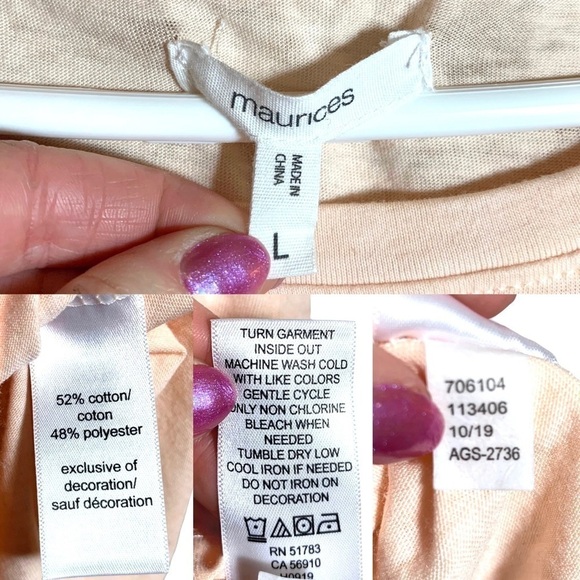 Maurices Soft Pink Orange Peach Coral Homegrown Graphic T-Shirt Size Large - Picture 8 of 16